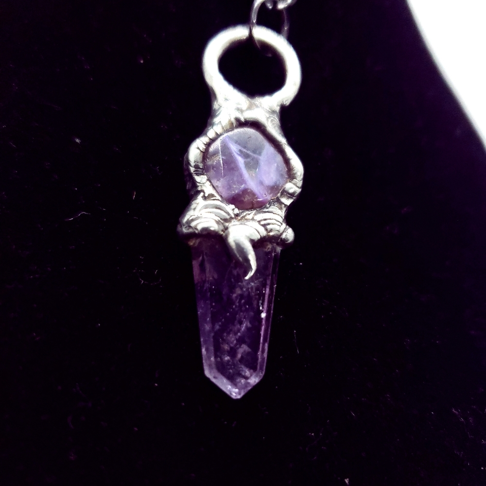 Charoite and amethsyt Crystal Necklace Handmade Jewelry Gothic style - Picture 6 of 13